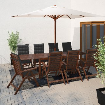 ИКЕА Стол + 8 раскладных стульев ÄPPLARÖ ЭПЛАРО, 991.569.31 - Home Club