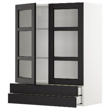 ИКЕА Навесной шкаф 2 стеклянные двери METOD МЕТОД / MAXIMERA МАКСИМЕРА, 294.589.08 - Home Club
