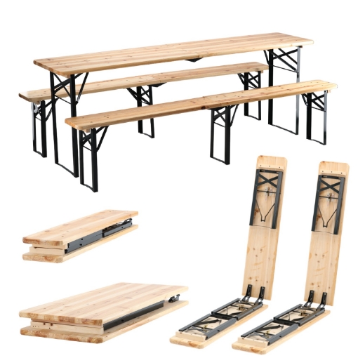 Chomik Набор Для Пиров - Стол 220 x 50 x 77 см + 2 Скамьи 220 x 25 x 47 см - Складной, MEB2829 - Home Club