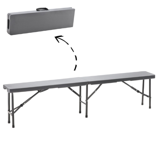 Garden Line Складная туристическая скамейка 180 x 25 x 43 см, серая, ZUM0971 - Home Club