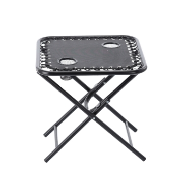 Garden Line Складной туристический стол 50 x 50 x 50 см с подставками для напитков, черный, LEZ2739 - Home Club