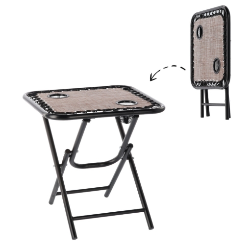 Garden Line Складной туристический стол 50 x 50 x 50 см с подставками для напитков, коричневый, LEZ2746 - Home Club