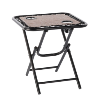 Garden Line Складной туристический стол 50 x 50 x 50 см с подставками для напитков, коричневый, LEZ2746 - Home Club