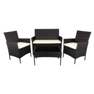 Garden Line Комплект мебели из ротанга (диван, 2 кресла, скамейка) коричневый + кремовый., SAD1408 - Home Club