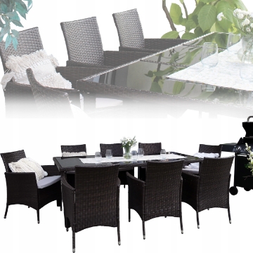Garden Line Комплект мебели из ротанга (стол + 8 стульев), коричневый + бежевый., SAD1685 - Home Club