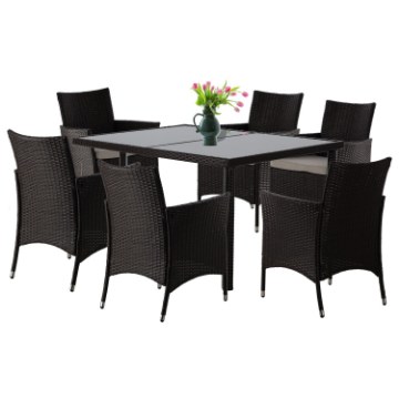 Garden Line Комплект мебели из ротанга (стол + 6 стульев), коричневый + бежевый., SAD1692 - Home Club