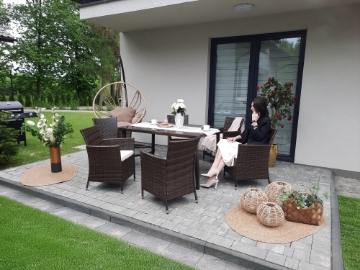 Garden Line Комплект мебели из ротанга (стол + 6 стульев), коричневый + бежевый., SAD1692 - Home Club