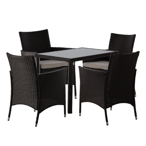 Garden Line Набір Меблів З Ратану (Стіл + 4 Стільці) Брунатний + Бежевий. Під., SAD1708 - Home Club