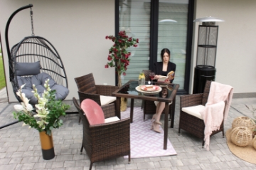 Garden Line Комплект мебели из ротанга (стол + 4 стула) коричневый + бежевый., SAD1708 - Home Club