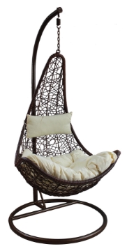 Garden Line Подвесной кресло темно-коричневого цвета, подушка кремового цвета, рама темно-коричневого цвета, половина/1151/, FAT1136 - Home Club
