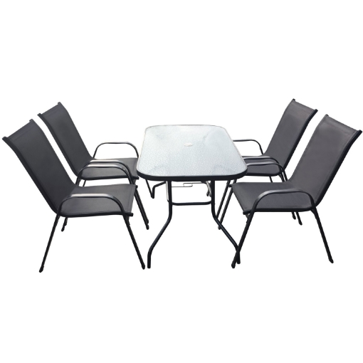 Garden Line Набор Садовой Мебели - Стол 120 x 70 x 70 См + 4 Стулья 91 x 54 x 70 См - Черный, TIH6629 - Home Club