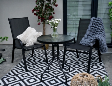 Garden Line Балконный Набор Мебели - 2 Стула + Стол - Черный, SAD5895 - Home Club