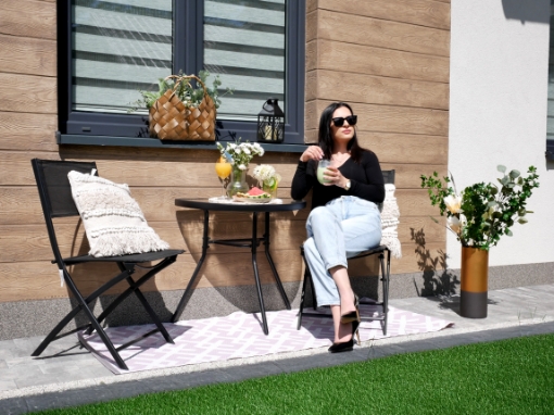 Garden Line Набор Балконной Мебели - Стол + 2 Складных Стула - Черный, SAD7132 - Home Club