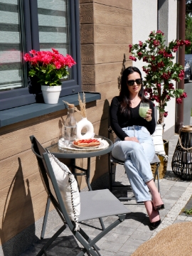 Garden Line Набор Балконной Мебели - Половина Стол + 2 Складных Стула - Серый, SAD7149 - Home Club