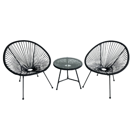 Garden Line Набір Садових Меблів (2 Стільці, Стіл) - Чорний, FAT3439 - Home Club