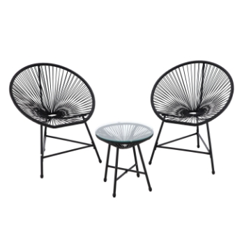 Garden Line Набор Садовой Мебели (2 Стулья, Стол) - Черный, FAT3439 - Home Club