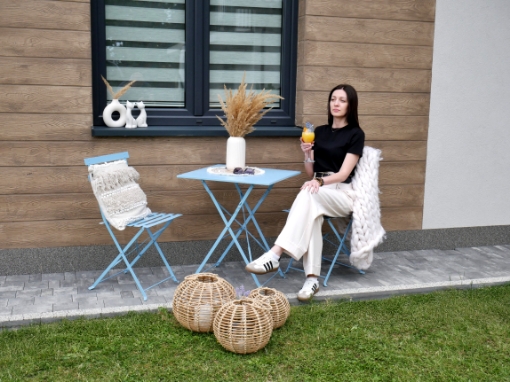 Garden Line Набір Садових Меблів Синій (Квадратний Стіл + 2 Стільці), GOM5158 - Home Club