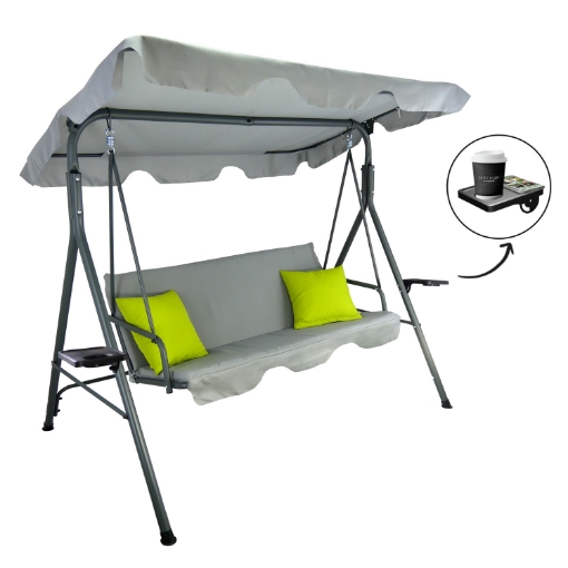 Garden Line Садова Гірка A-Type 170 x 118 x 153 см Сіра З Лимонними Підкладками Та Підставками Для Чашок, KRE9987 - Home Club