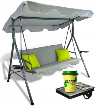 Garden Line Садовая Качель A-Type 170 x 118 x 153 см, Серебристо-Лимонный Цвет С Подставками Для Чашек, KRE9987 - Home Club