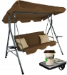 Chomik Садовая Качель A-Type 170 x 118 x 153 см, Брюнетово-Бежевая С Бежевыми Подушками И Подставками Для Кубков, KRE7626 - Home Club, изображение 2
