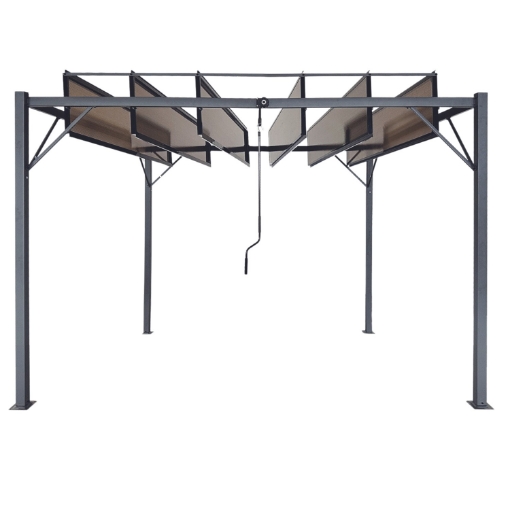 Garden Line Садовая пергола с подвижными ламелями из поликарбоната 3 x 3 м, коричневого цвета, TUN4016 - Home Club