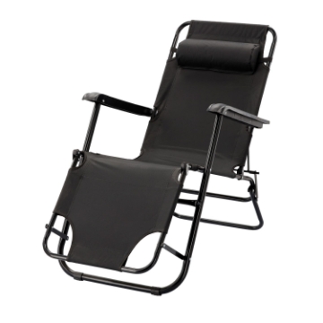 Garden Line Складной садовый шезлонг с подголовником, черный, LEZ7838 - Home Club