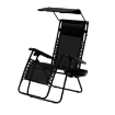 Garden Line Складной садовый шезлонг с подставкой, карманом, козырьком и подголовником, черный, LEZ9962 - Home Club, изображение 3