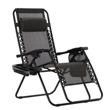 Garden Line Складной садовый шезлонг с подставкой, карманом и подголовником, LEZ2753 - Home Club