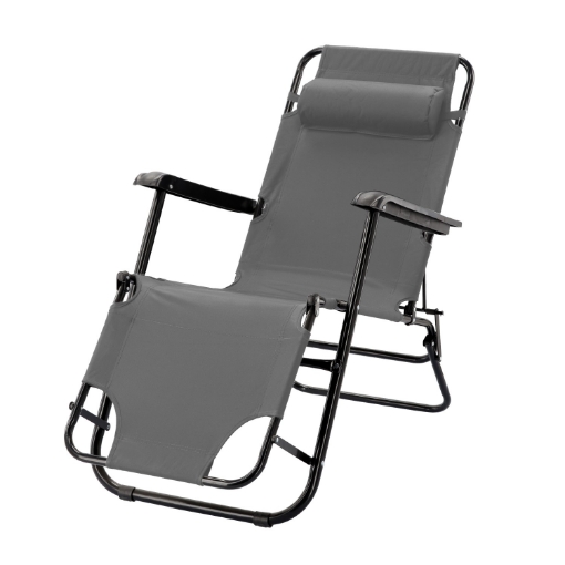 Chomik Складной садовый шезлонг с подголовником, серый, LEZ6896 - Home Club