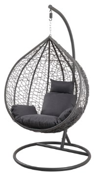 Garden Line Підвісний Крісло Розмір L Темно-Сірий, Подушка - Темно-Сірий, Рама - Темно-Сірий, FAT9726 - Home Club