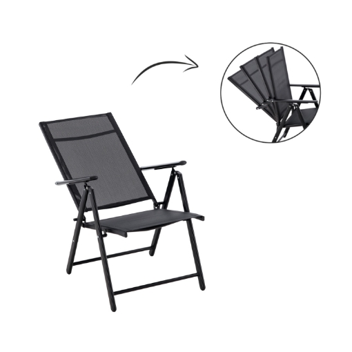 Garden Line Складне Сталеве Садове Крісло 66 x 53 x 107 См Чорне, TIH3484 - Home Club