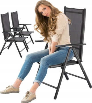 Garden Line Складной садовый стул из алюминия, 66 x 56 x 107 см, черный, TIH3507 - Home Club