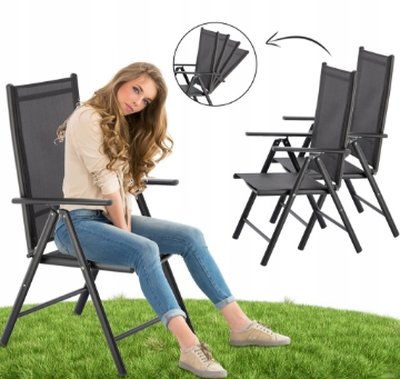 Garden Line Складной садовый стул из алюминия, 66 x 56 x 107 см, серый, TIH3804 - Home Club