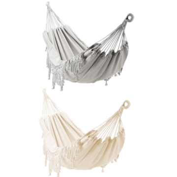 Garden Line Хамак с бахромой Boho 200 x 150 см, бежевый/серый, HAM3194 - Home Club