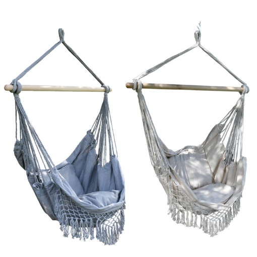 Garden Line Гамак - Гірка - Бразильське Крісло Boho 130 x 100 См Бежевий/Сірий, HAM3200 - Home Club