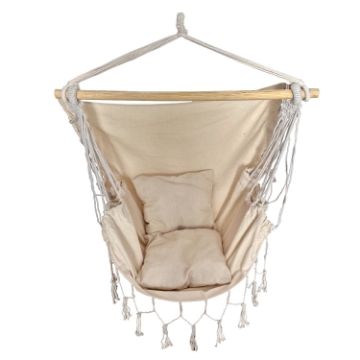 Garden Line Гамак - Качалка - Бразильское Висячее Кресло Boho 130 x 100 см Бежевый, HAM3316 - Home Club