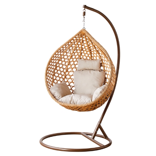 Garden Line Подвесное кресло, размер S, коричневое, подушка бежевая, рама коричневая, FAT0179 - Home Club