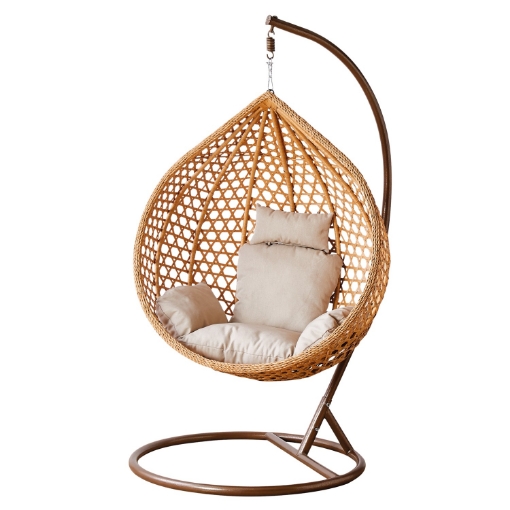 Garden Line Подвесной кресло, размер L, коричневый, подушка бежевая, рама коричневая, FAT0186 - Home Club
