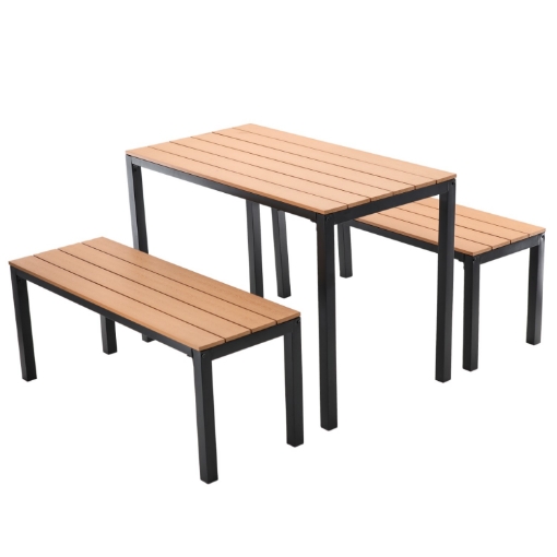 Garden Line Набір Садових Меблів Стіл 110 x 58,5 x 75,5 См + 2 Лавки 110 x 39 x 45 См Брунатний, MEB0858 - Home Club