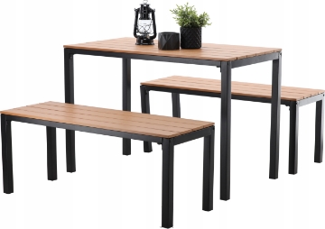 Garden Line Комплект садовой мебели: стол 110 x 58,5 x 75,5 см + 2 скамейки 110 x 39 x 45 см, цвет: коричневый., MEB0858 - Home Club