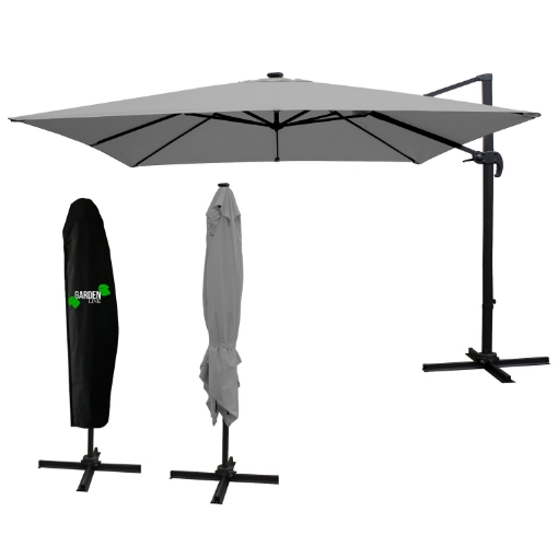 Garden Line Садовый Зонт 3 x 4 М Серый «Roma» С Чехлом И Светодиодами, GAO1572 - Home Club