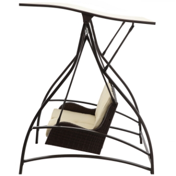 Garden Line Садовая качель из техноротанга 166 x 130 x 170 см, коричневая, премиум-класс, KRE3132 - Home Club