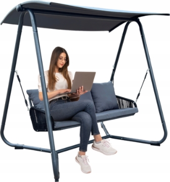 Garden Line Садовая Качель С Плетеными Подлокотниками 180 x 139 x 185 См Антрацитовый Премиум, KRE3149 - Home Club