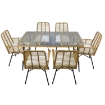 Garden Line Набор Садовой Мебели (Стол, 6 Стульев) - Коричневый, Подушки - Бежевый, ABI7466 - Home Club