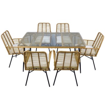 Garden Line Набор Садовой Мебели (Стол, 6 Стульев) - Коричневый, Подушки - Бежевый, ABI7466 - Home Club