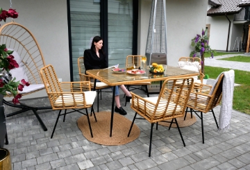 Garden Line Набор Садовой Мебели (Стол, 6 Стульев) - Коричневый, Подушки - Бежевый, ABI7466 - Home Club