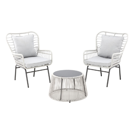 Garden Line Набір Садових Меблів - (2 Крісла + Стіл) - Сірий Під., ABI8052 - Home Club