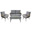 Garden Line Набір Алюмінієвих Меблів (Диван + 2 Крісла + Стіл) Сірий + Сірі Подушки, ALM8151 - Home Club
