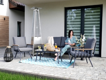 Garden Line Комплект алюминиевой мебели (диван + 2 кресла + столик), серый + серые подушки, ALM8151 - Home Club