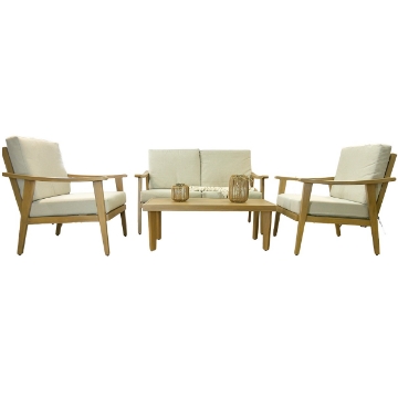 Garden Line Алюминиевый комплект мебели «Тирана» (диван + 2 кресла + столик), бежевый + бежевые подушки, ALM9538 - Home Club